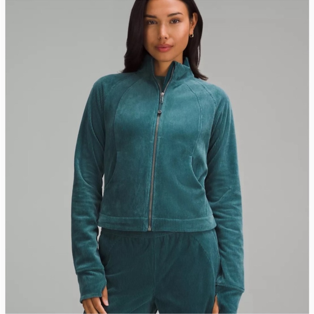 scuba track jacket velvet cord storm teal